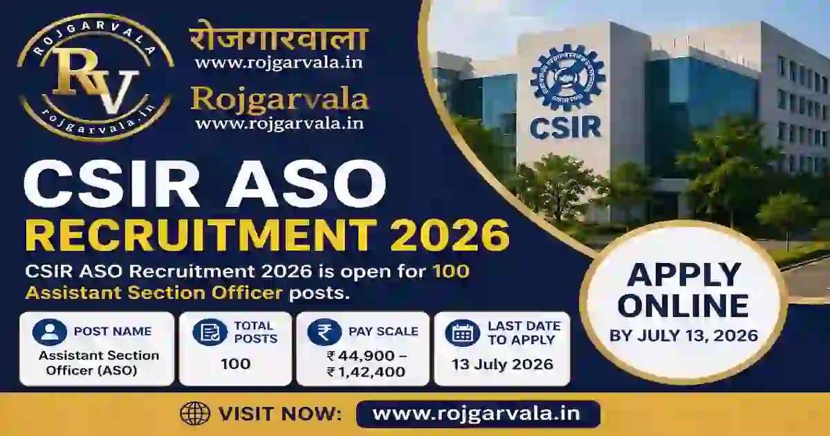 CSIR ASO Recruitment 2026 official notification — CSIR apply online for 100 ASO vacancies